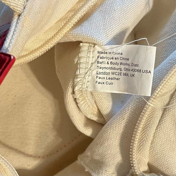 Bath & Body Works Canvas Tote Bag Heart Sunglasses Zip Top Shopper Purse - Picture 8 of 8